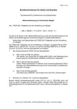 Änderungen und Ergänzungen der TRGS 529 Tätigkeiten