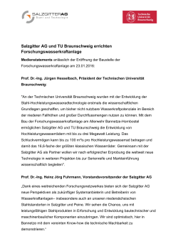Salzgitter AG und TU Braunschweig errichten