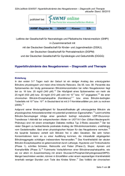 Hyperbilirubin&auml;mie des Neugeborenen &ndash; Diagnostik und