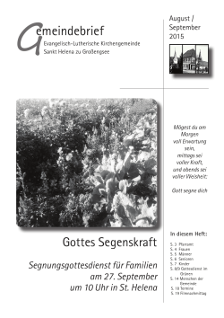 Gemeindebrief August-September 2015