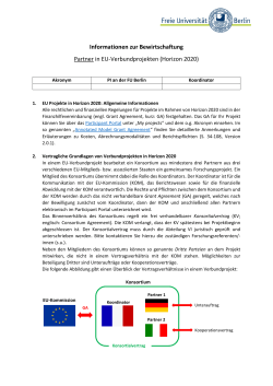 Informationen zur Bewirtschaftung Partner in EU