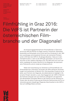 Filmfrühling in Graz 2016: Die VdFS ist Partnerin der