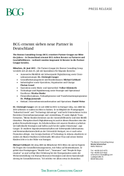 BCG ernennt sieben neue Partner in Deutschland