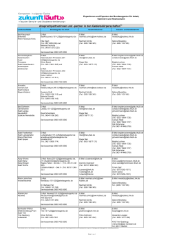 Ansprechpartnerinnen und -partner in den Gebietskörperschaften1)