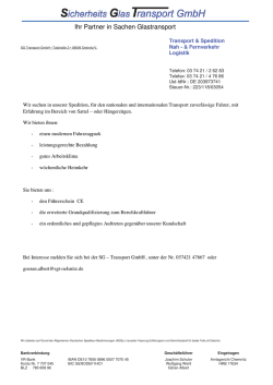 Ihr Partner in Sachen Glastransport