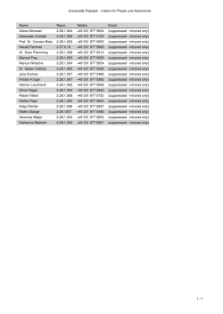 Universität Potsdam - Institut für Physik und Astronomie Name Raum