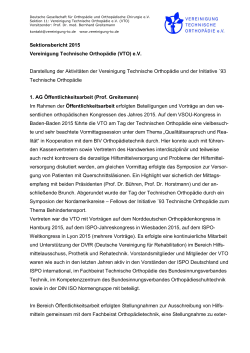Jahresbericht 2015 - Vereinigung Technische Orthopädie VTO