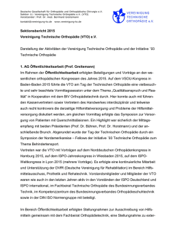 Jahresbericht 2015 - Vereinigung Technische Orthop&auml;die VTO