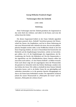 Georg Wilhelm Friedrich Hegel Vorlesungen über die Ästhetik