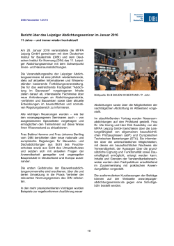 Bericht über das Leipziger Abdichtungsseminar im Januar 2016