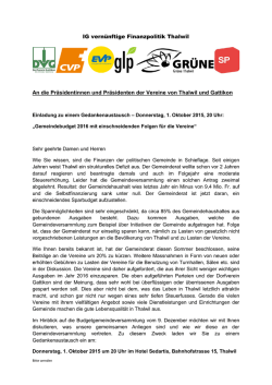 IG vern&uuml;nftige Finanzpolitik Thalwil An die Pr&auml;sidentinnen und