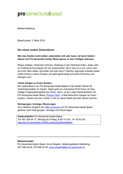Pro Senectute beider Basel, Luftgässlein 3, 4010 Basel