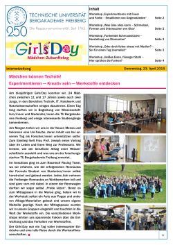 Girls`Day Zeitung 2015 - TU Bergakademie Freiberg