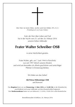 Frater Walter Schreiber OSB