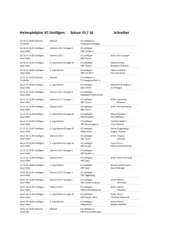 Heimspielplan VC Uettligen: Saison 15 / 16 Schreiber