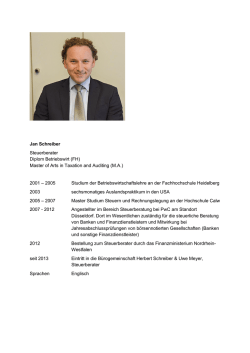 Jan Schreiber Steuerberater Diplom Betriebswirt