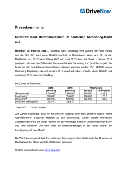 DriveNow baut Marktf&uuml;hrerschaft im deutschen Carsharing