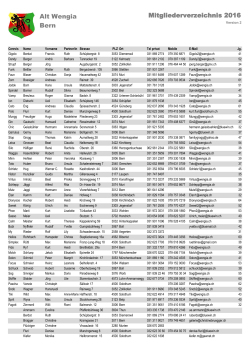 Mitgliederverzeichnis 2016 Alt Wengia Bern