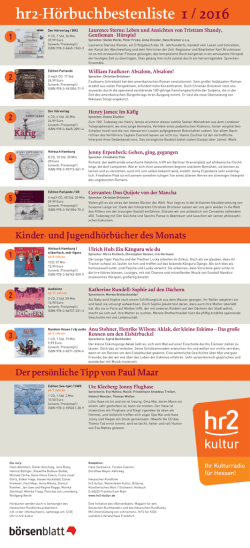 H&ouml;rbuch-Bestenliste Januar 2016