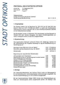 PROTOKOLL DES STADTRATES OPFIKON