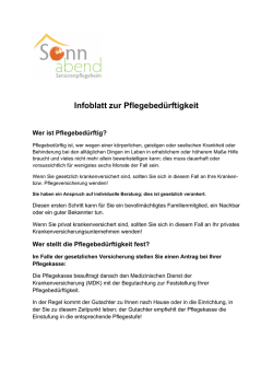 Infoblatt zur Pflegebed&uuml;rftigkeit