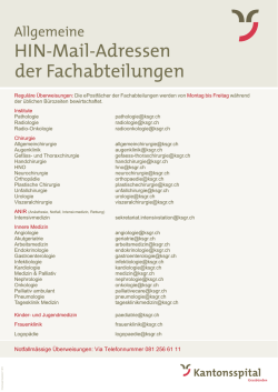 HIN-Mail-Adressen der Fachabteilungen