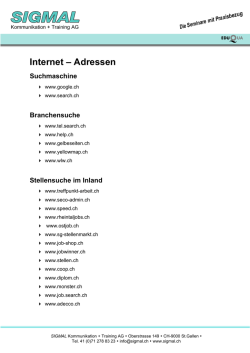 Internet - Adressen - SIGMAL Kommunikation & Training AG