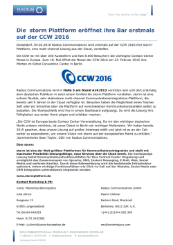 Die storm Plattform eröffnet ihre Bar erstmals auf der CCW 2016