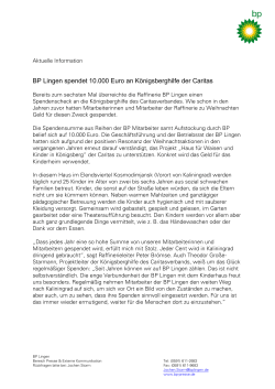 BP Lingen spendet 10.000 Euro an Königsberghilfe der Caritas