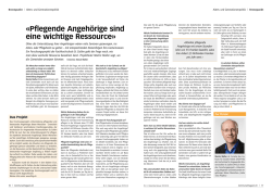 Pflegende Angehörige sind eine wichtige Ressource