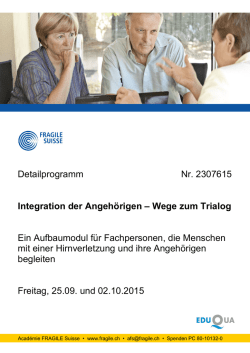 Integration der Angeh&ouml;rigen &ndash; Wege zum Trialog
