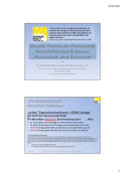 Photovoltaik ohne Finanzamt - Arbeitsgemeinschaft Bayerischer