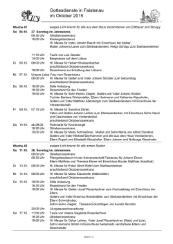 Gottesdienste in Faistenau im Oktober 2015