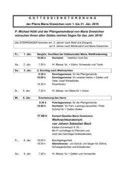 Gottesdienstordnung J&auml;nner 2016