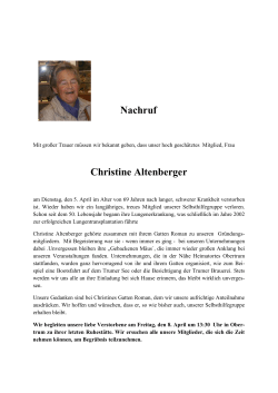 Nachruf Christine Altenberger