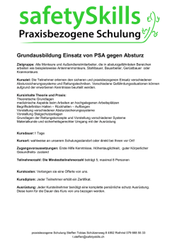 Grundausbildung Einsatz von PSA gegen Absturz