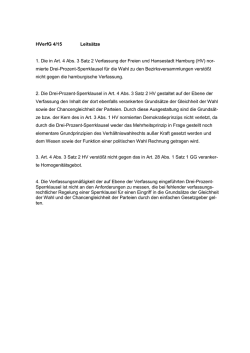 HVerfG 4/15 Leits&auml;tze 1. Die in Art. 4 Abs. 3 Satz 2 Verfassung der