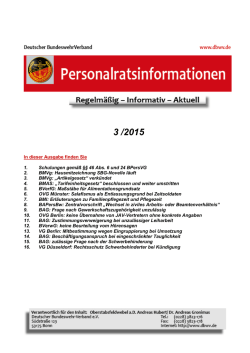 In dieser Ausgabe finden Sie 1. Schulungen gem&auml;&szlig; &sect;&sect; 46 Abs. 6