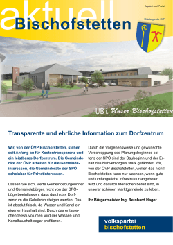 Transparente und ehrliche Information zum Dorfzentrum volkspartei