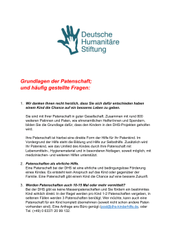 Grundlagen der Patenschaft - Deutsche Humanitäre Stiftung