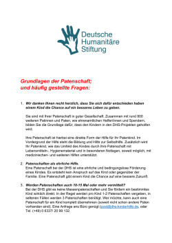 Grundlagen der Patenschaft - Deutsche Humanit&auml;re Stiftung