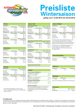 Preisliste - ALTERNATE Sportpark