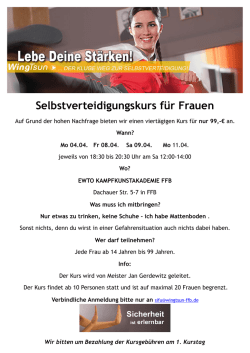 Infos zum Selbstverteidigungskurs f&uuml;r Frauen