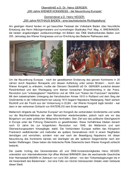 20140416 Fotovortrag 200 Jahre Wiener Kongress und 200 Jahre