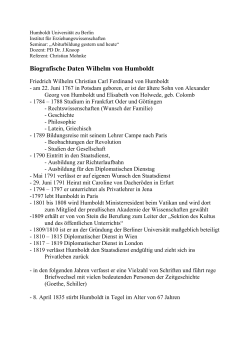 Biografische Daten Wilhelm von Humboldt