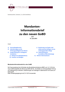 Mandanten- Informationsbrief zu den neuen GoBD