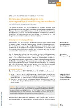 Haftung des Steuerberaters bei nicht ordnungsm&auml;&szlig;iger