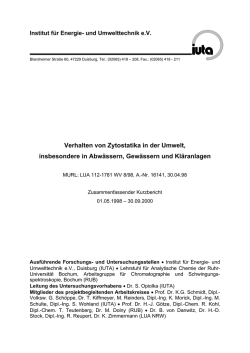 Verhalten von Zytostatika in der Umwelt, insbesondere