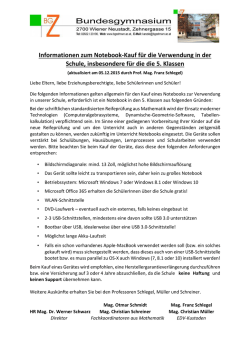 Informationen zum Notebook-Kauf f&uuml;r die Verwendung in der Schule