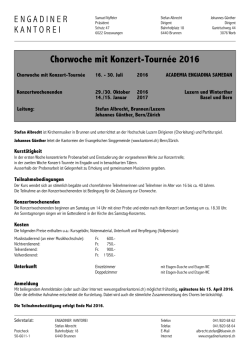 Chorwoche mit Konzert-Tournée 2016